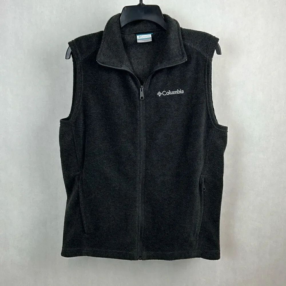Columbia Mens Fleece Vest Gray Sz Small Zip Front Hand Pockets